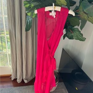 WAYF Dress (Bloomingdale’s) hot pink wrap dress size medium NWOT